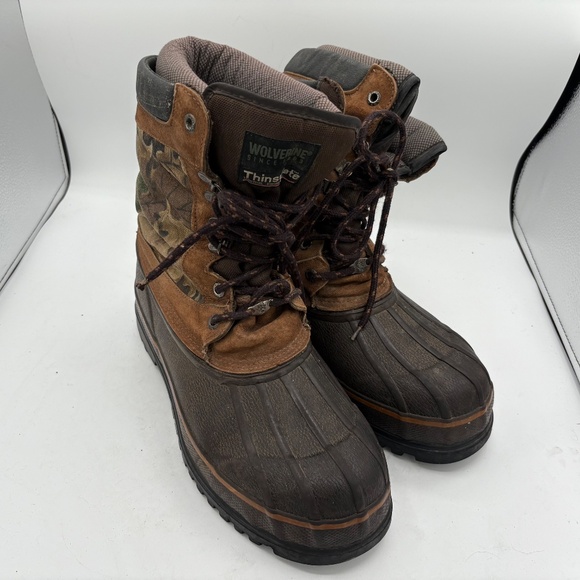 Wolverine Thinsulate Camo Brown Rubber Hunting Duck Boots Outdoor Size 10 - Picture 2 of 14